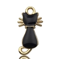 Macro detail of cat shaped alloy pendant with black enamel finish for DIY jewelry - Black Back View Cat Style (9928)
