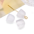 Frosted white tulip glass beads with golden metal pin for DIY jewelry making and crafts - Tulip Petal (23874) / 1 Piece (8x9x5mm) / Clear White