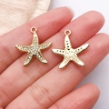 Golden starfish alloy pendants with white rhinestones for jewelry making bracelets - Gold Rhinestone Starfish (Medium) / 20.5x19mm