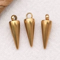 Three gold-plated stainless steel spike pendants for DIY jewelry making - Vacuum Plated Gold Small Hole Cone Pendant (T2967) / 4x10.5x4mm Hole 1.5mm