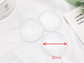 Set of three 30mm clear glass dome cabochons for DIY jewelry and crafts making - 30mm / Clear