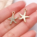 Golden starfish alloy charms with crystal rhinestones for DIY jewelry making - Gold Rhinestone Starfish (Small) / 16x14mm