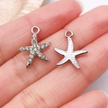Sparkling silver starfish alloy pendant with crystal rhinestones for DIY jewelry making - White K Rhinestone Starfish (Small) / 16x14mm