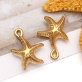 Golden starfish charms for DIY jewelry featuring realistic bionic textures and metallic finish - Starfish Style (T2528)