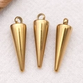 Drei polierte goldene Kegelspitzen mit Ringen für DIY-Schmuck Halsketten und Armbänder - Kleines Loch Konischer Stil (T2971)