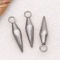Drei silberne Edelstahl-Spitzkegel-Anhänger für DIY-Schmuckherstellung und Basteldesign - Stahlfarbe Kleines Loch Konischer Stil (T2972)