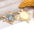 Golden turtle pendant with iridescent abalone shell inlay and circular hanging loop detail - Shell Fish Style (T2533)