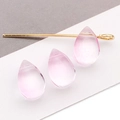 Pink teardrop glass beads with golden metal pin for DIY jewelry making accessories - Rose Pink Gold Splattered (Small)