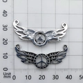 Retro peace dove wing charms in antique silver and black finishes with measuring scale - Peace Sign Wings (4672)