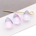 Pink and blue gradient water-drop glass beads with golden metal pin for DIY jewelry making - Transparent Purple Pink (Small)
