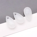 Translucent white frosted glass teardrop beads with pre-drilled holes for DIY jewelry making - White Jade Color (Large)