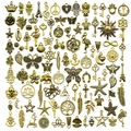 Platliggende antieke gouden legering bedeltjes in diverse vormen voor DIY sieraden - Gemengde Antiek Gouden Stijl (M316)