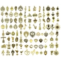 Assorted vintage gold alloy pendants with nature and music themes for DIY jewelry making - 100 Styles Antique Gold Set