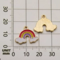 DIY colorful enamel rainbow charms with clouds in golden alloy finish for jewelry making - Pink Purple Rainbow Style (11056)