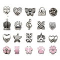 Rosa DIY-Charm-Armband-Set mit 20 Teilen inklusive Herz-, Kronen- und Kleeblattmotiven - Rosa Serie (HK797)