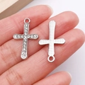 Silver cross pendant with sparkling rhinestones for DIY jewelry and necklaces - Silver Rhinestone Cross (27074)