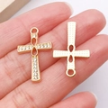 Infinity cross pendant with rhinestones in golden finish for DIY jewelry crafting - Gold Rhinestone Infinity Cross (27071)