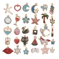 DIY jewelry making kit featuring 110 colorful enamel charms in KC gold alloy - Coconut Tree Alloy Enamel Style (HK402)