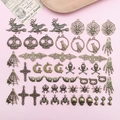 51pcs antique bronze alloy Halloween skull and witch pendants for DIY jewelry making - Mixed 51Pcs Antique Bronze Halloween Set