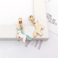 Golden unicorn DIY charm set with white and blue enamel for custom jewelry making - Pegasus (11830)