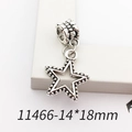 Antique silver hollow star pendant 14x18mm with embossed bead for DIY jewelry - Five-Pointed Star Shape (11466)