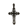 Antique bronze hollow cross pendant with intricate filigree details for DIY jewelry - Cross