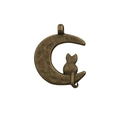 Antique bronze alloy cat on moon pendant with vintage matte finish for DIY jewelry - Cat on Moon