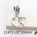 Antique silver double heart alloy charm with retro finish for DIY jewelry, 18x19mm - Double Heart Shape (11471)