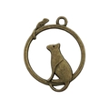 Antique bronze cat and mouse round charm pendant for DIY jewelry and bracelets - Hollow Cat and Mouse