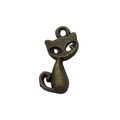 Antique bronze sitting cat metal pendant for DIY jewelry making and craft charms - Cat