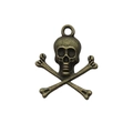 Antique bronze skull and crossbones metal pendant with loop for DIY jewelry making - Jack Skellington