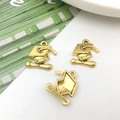 Three golden alloy graduation cap and scroll pendants for DIY jewelry making - 1.7x1.7cm / Antique Gold