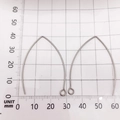 Silver stainless steel geometric ear hooks for DIY jewelry making on measuring scale - V-Shape Hook (10687) 26x37mm