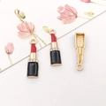 Lippenstift-Anhänger mit roter Emaille und Kristallen für DIY-Schmuckherstellung - Lippenstift-Stil (12480)