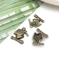 Three bronze graduation cap and diploma charms with vintage metallic finish for DIY jewelry - 1.7x1.7cm / Bronze