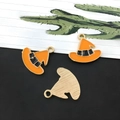 Halloween wizard hat alloy charms with orange enamel and gold finish for DIY jewelry - Orange Halloween Wizard Hat