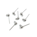 Set of 7 silver stainless steel ball stud earrings with open loops for DIY jewelry making - White K Stainless Steel Ball Stud (14086)
