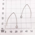 Silver stainless steel geometric earring hook accessories shown with 35-40mm scale measurement - V-Shape Hook (10688) 21x27mm
