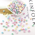 Colorful mixed acrylic concave smiley face beads for DIY jewelry and bracelet making - 6mm White Base Colorful Smiley Concave
