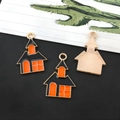 Lot de 3 breloques maison d'Halloween en émail noir et orange pour création de bijoux - Château d'Halloween Noir Orange