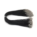 Lote de collares de cordón encerado negro de 1,5mm con cierres de langosta plateados para DIY - Negro