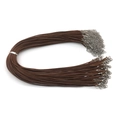 Cordón de collar encerado marrón de 1,5mm con cierre de langosta plateado y cadena - Café Claro