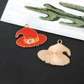 Pendentif chapeau de sorcière d'Halloween en émail rouge et orange avec dos doré texturé - Chapeau de sorcier d'Halloween orange