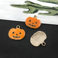 Pendentif citrouille d'Halloween en alliage émaillé orange pour création de bijoux DIY - Citrouille d'Halloween Ronde Jaune