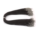Collar de cordón de algodón encerado marrón oscuro de 1,5 mm con cierre de langosta plata - Café Oscuro