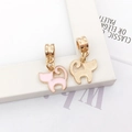 DIY cat-shaped pendants with pink enamel and gold-tone finish for beaded bracelets - Pink Cat (11851)