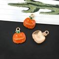 Pendentifs citrouille Halloween en émail et alliage pour création de bijoux DIY - Citrouille d'Halloween Ronde Orange