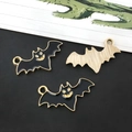 Pendentifs chauve-souris Halloween en alliage noir et dos en métal doré brossé brillant - Chauve-Souris d'Halloween Noire