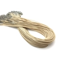 Cordón de collar encerado beige de 1,5mm con cierre de langosta plateado y cadena - Albaricoque