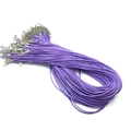 Collares de cordón encerado morado de 1,5 mm con cierres de langosta y cadena extendida - Púrpura
